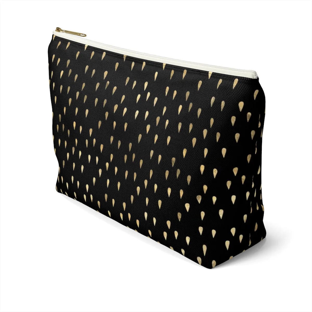 Black and Gold Raindrops Accessory Pouch w T-bottom