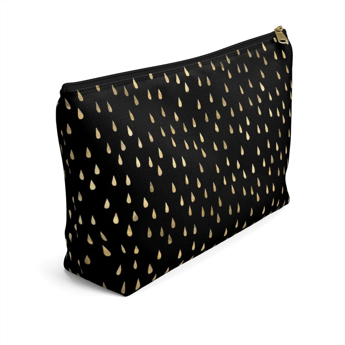 Black and Gold Raindrops Accessory Pouch w T-bottom