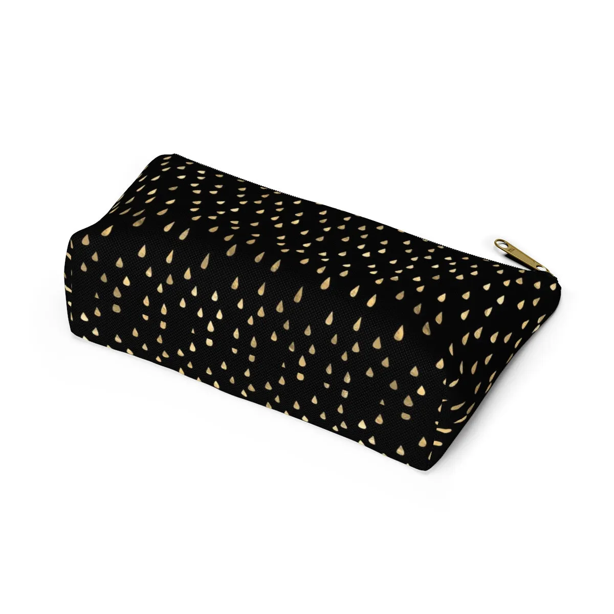 Black and Gold Raindrops Accessory Pouch w T-bottom