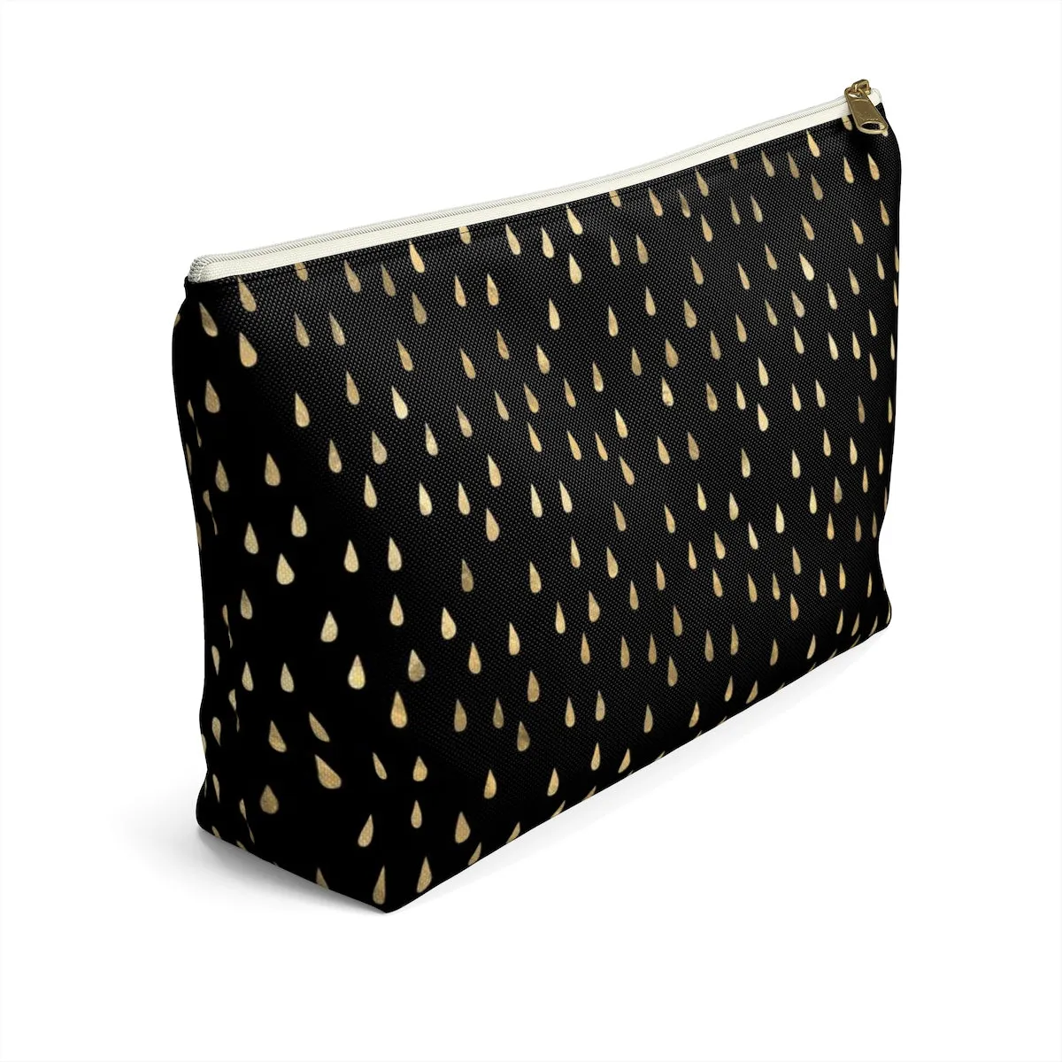 Black and Gold Raindrops Accessory Pouch w T-bottom