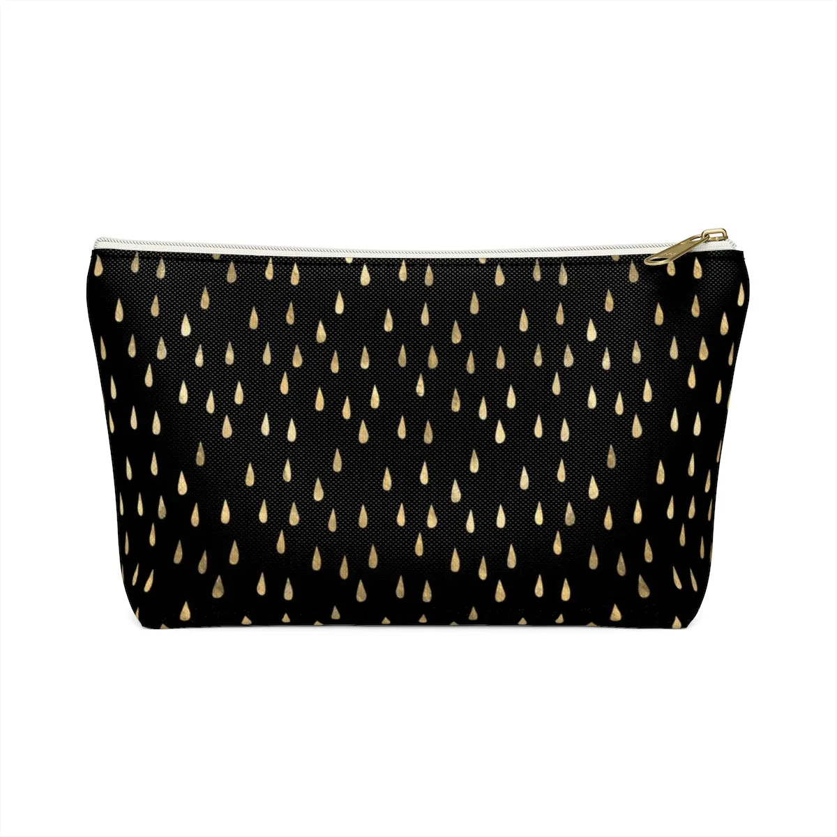 Black and Gold Raindrops Accessory Pouch w T-bottom