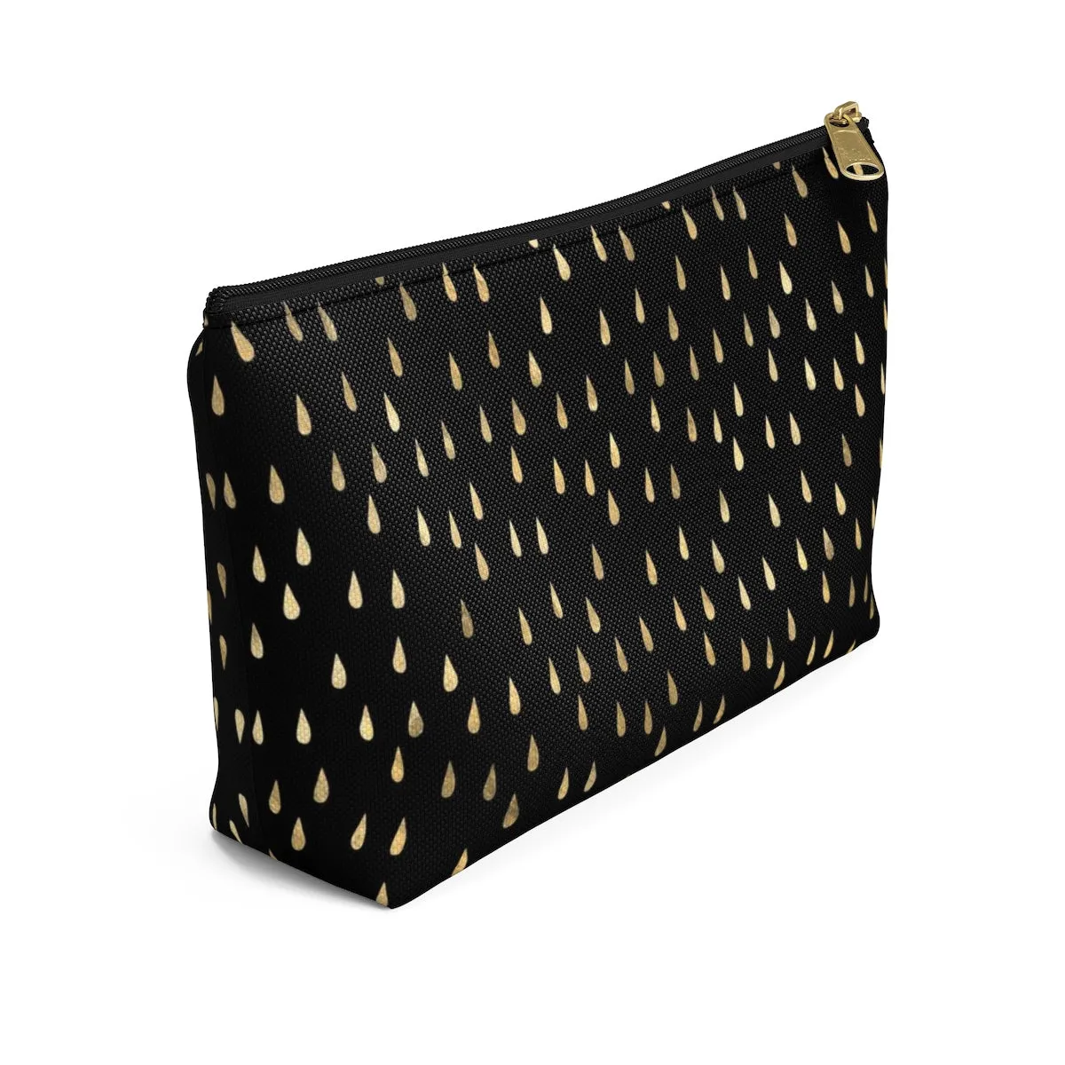 Black and Gold Raindrops Accessory Pouch w T-bottom