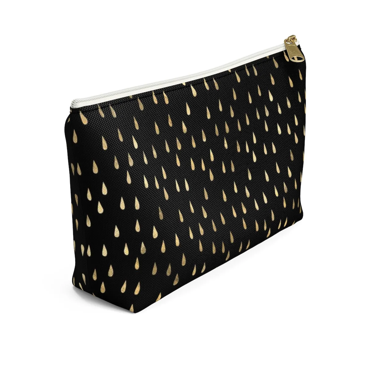 Black and Gold Raindrops Accessory Pouch w T-bottom
