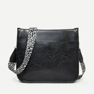 BLACK LEOPARD CROSS BODY BAG