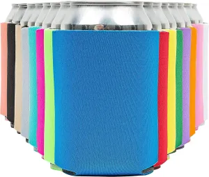 Blank Beer Can Coolers Sleeves (30-Pack) Soft Insulated Beer Can Coolies - HTV Friendly Plain Koolies in Bulk for Soda, Beer & Water Bottles - Coolie Blanks for Vinyl Projects & Wedding Favors