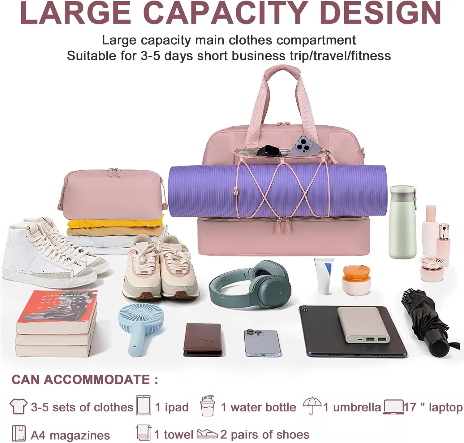 BLUBOON Travel Weekender Bag for Women Carry-on Tote Bag with Shoe Compartment Duffle Overnight Bag