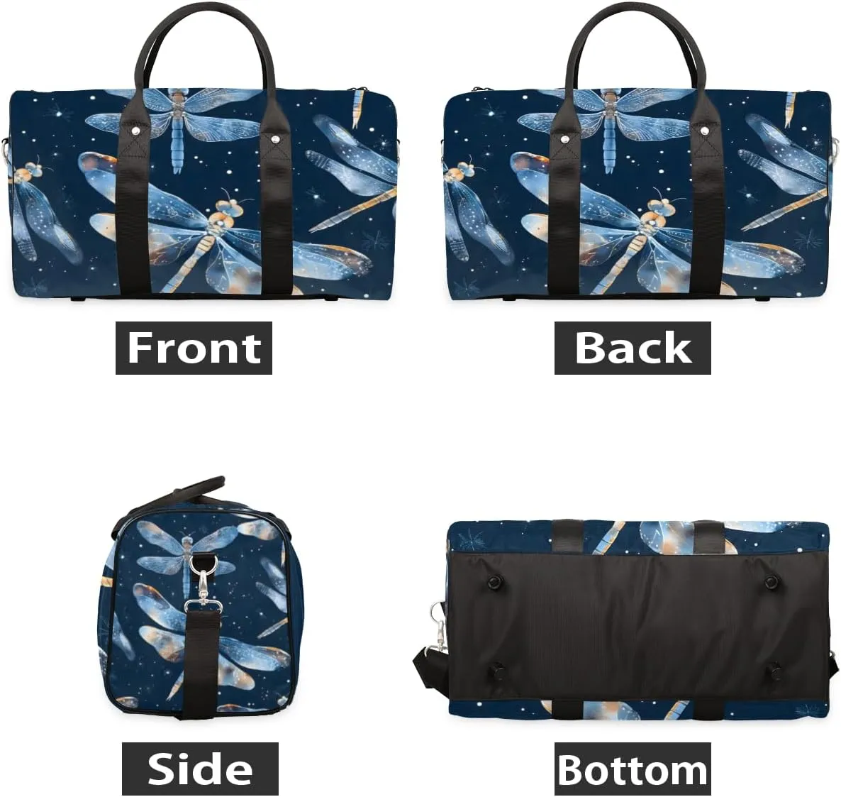 Blue Dragonfly Travel Duffle Bag for Women Men Gym Duffel Foldable Bag Waterproof Weekender Dragonfly Animals Duffle Tote