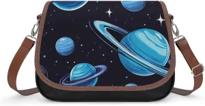 Blue Planets Universes Crossbody Bags for Women Shoulder Bag Flap Handbags Leather Cross Body Purse