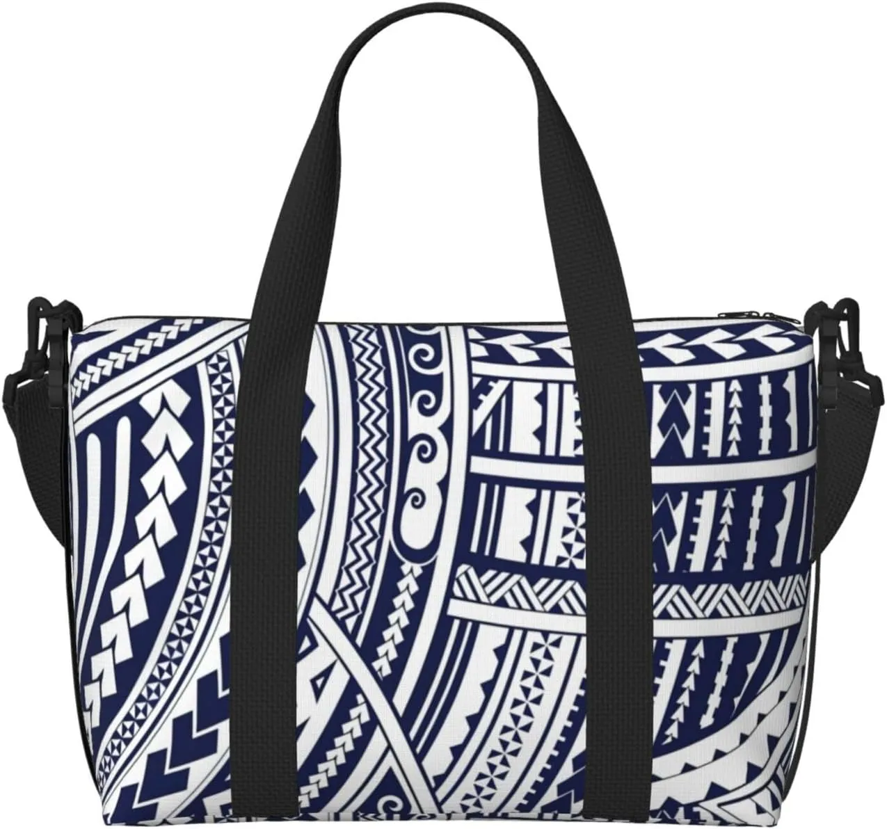 Blue Polynesian Maori Tribal Pattern Print Hand Travel Bag,Gym Bag,Weekend Travel Overnight Bag,Tote Bag Sports Bag For Women Men