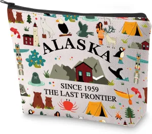 BLUPARK Alaska State Cosmetic Bag Alaska Souvenir Gift Alaska Last Frontier Travel Makeup Bag Alaska Lover Gift (Alaska)