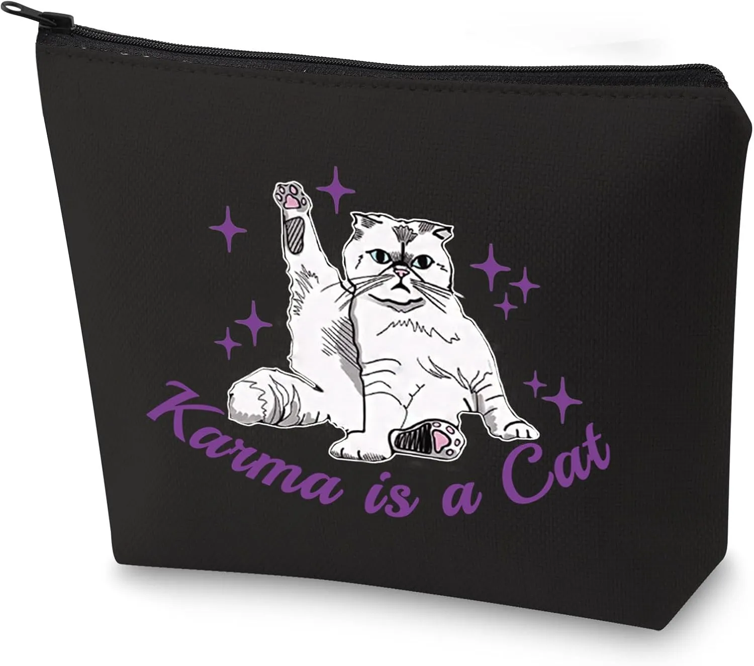 BLUPARK Album Inspired Gift Cat Lover Makeup Bag Singer Merchandise Gift Singer Inspired Cosmetic Bag for Fans (Karma Cat-BK)