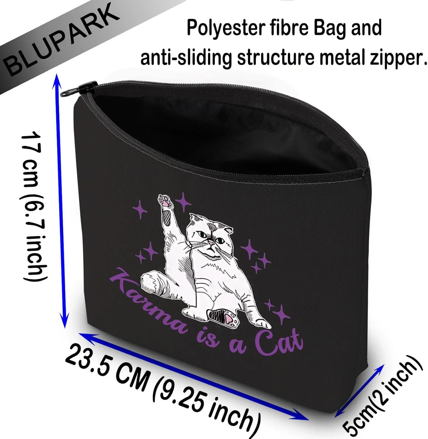 BLUPARK Album Inspired Gift Cat Lover Makeup Bag Singer Merchandise Gift Singer Inspired Cosmetic Bag for Fans (Karma Cat-BK)