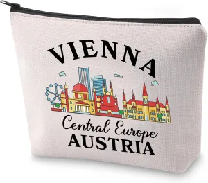 BLUPARK Austrian Mom Cosmetic Bag Vienna Merch Gift Vienna Central Europe Austria Makeup Bag Gift For Travelers (Vienna)