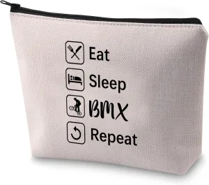 BLUPARK BMX Mom Makeup Bag BMX Biker Gift Eat Sleep BMX Repeat Cosmetic Bag Bike Lover Gift for Women (Eat Sleep BMX)