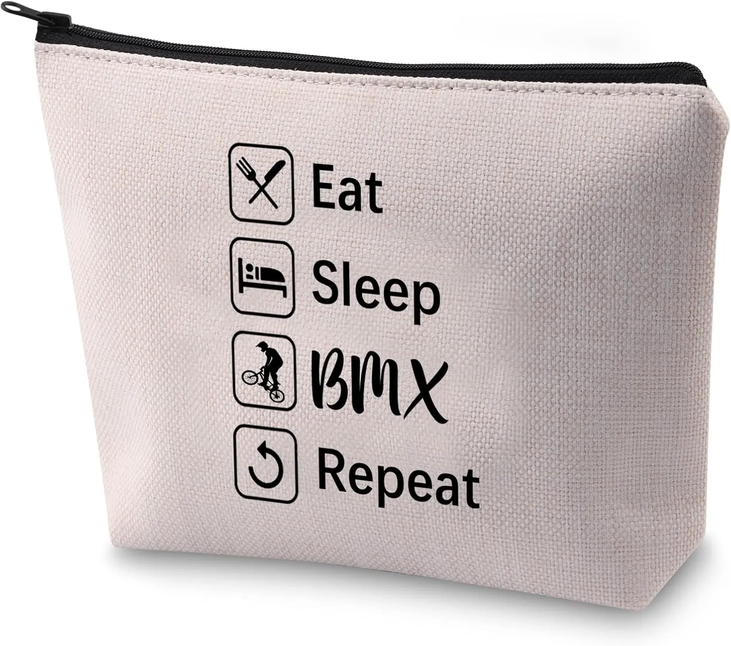 BLUPARK BMX Mom Makeup Bag BMX Biker Gift Eat Sleep BMX Repeat Cosmetic Bag Bike Lover Gift for Women (Eat Sleep BMX)