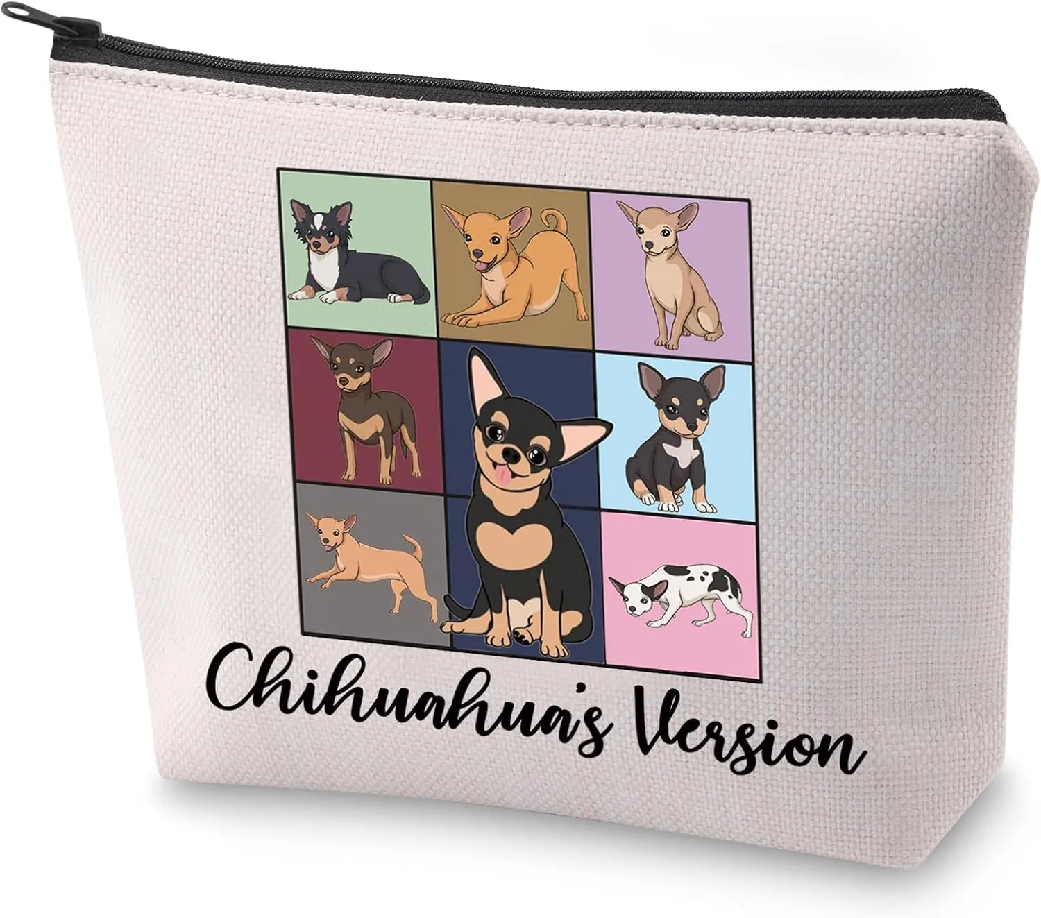 BLUPARK Chihuahua Dog Cosmetic Bag Chihuahua Mama Gift Chihuahua's Version Makeup Bag Gift For Dog Owner (Chihuahua's Version)