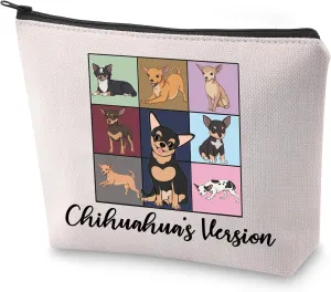 BLUPARK Chihuahua Dog Cosmetic Bag Chihuahua Mama Gift Chihuahua's Version Makeup Bag Gift For Dog Owner (Chihuahua's Version)