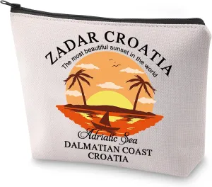 BLUPARK European Nation Cosmetic Bag Croatian Inspired Gift Zadar Croatia Travel Makeup Bag Souvenirs Gift (Zadar Croatia)