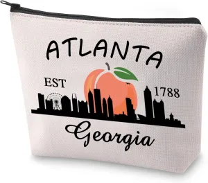 BLUPARK Georgia Pride Cosmetic Bag Georgia State Gift Atlanta Est 1788 Georgia Makeup Bag Atlanta Travel Gift (Atlanta Est)