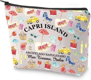 BLUPARK Italian Coast Cosmetic Bag Italy Travel Gift Capri Island Makeup Bag Souvenirs Gift (Capri Island)