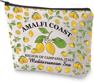 BLUPARK Italy Lemons Cosmetic Bag South Italy Gift Amalfi Coast Travel Makeup Bag Romantic Travel Souvenir Gift (Amalfi Coast)