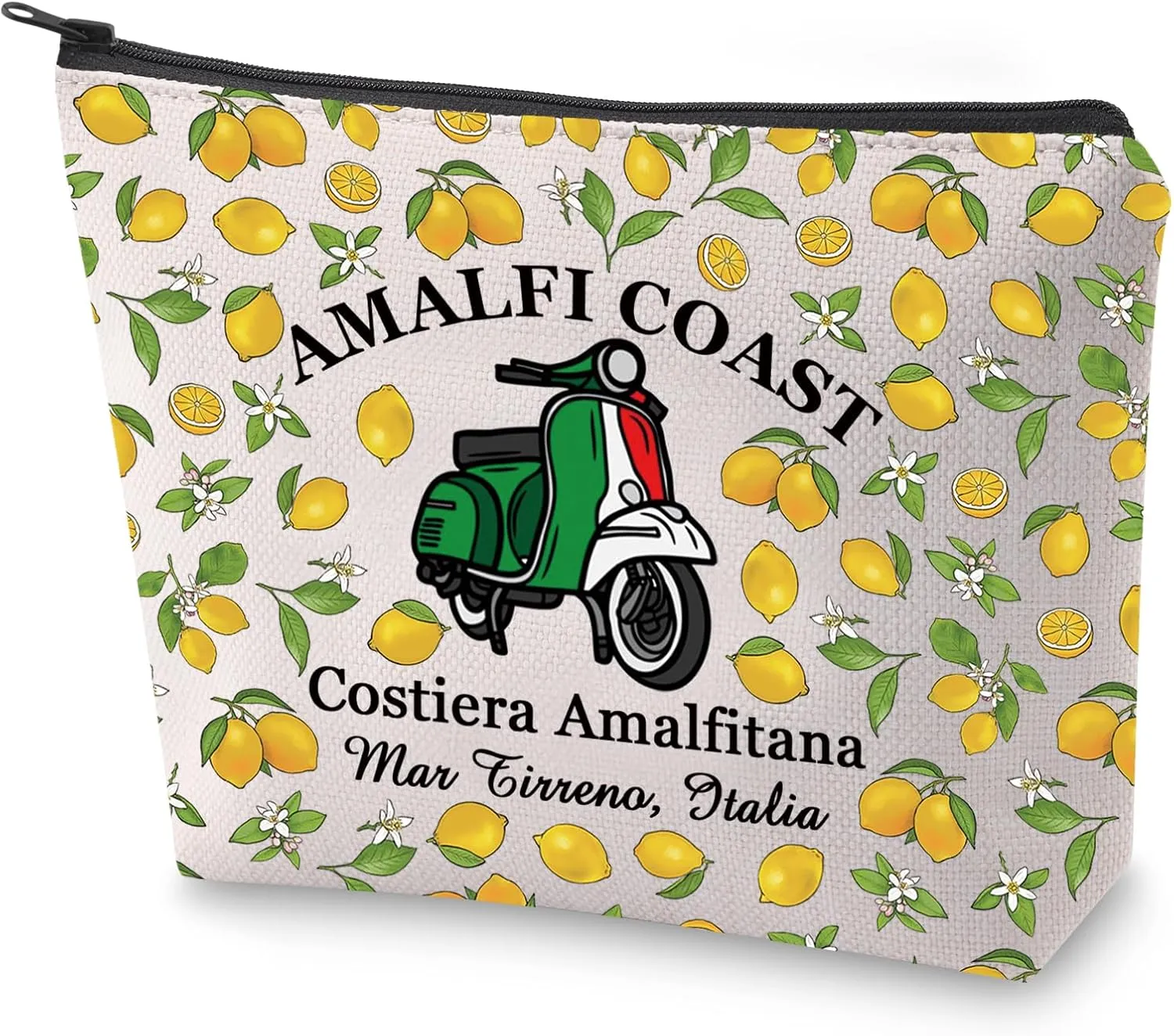 BLUPARK Italy Lovers Cosmetic Bag Italy Honeymoon Travel Gift Amalfi Coast Makeup Bag Gift For Italian Mom (Amalfi Coast)