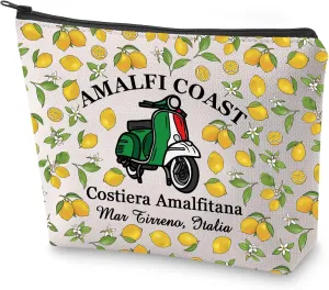 BLUPARK Italy Lovers Cosmetic Bag Italy Honeymoon Travel Gift Amalfi Coast Makeup Bag Gift For Italian Mom (Amalfi Coast)