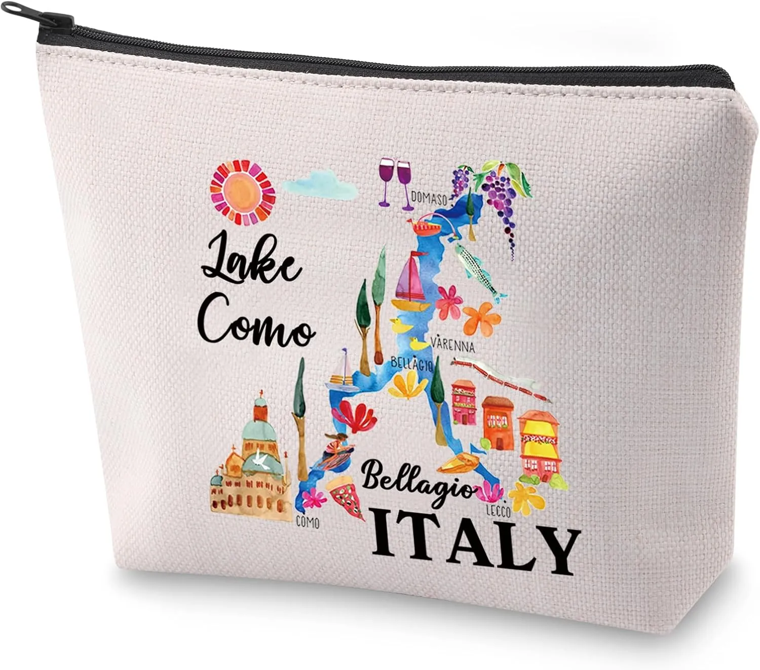 BLUPARK Lake Como Map Cosmetic Bag Bellagio Travel Gift Lake Como Bellagio Italy Makeup Bag Gift For Traveler (Lake Como)