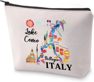 BLUPARK Lake Como Map Cosmetic Bag Bellagio Travel Gift Lake Como Bellagio Italy Makeup Bag Gift For Traveler (Lake Como)