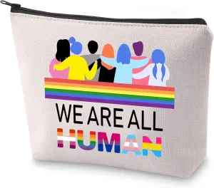 BLUPARK LGBTQ Gift Gay Pride Makeup Bag We Are All Human Equality Cosmetic Bag Human Rights Gift (We Are All Human)