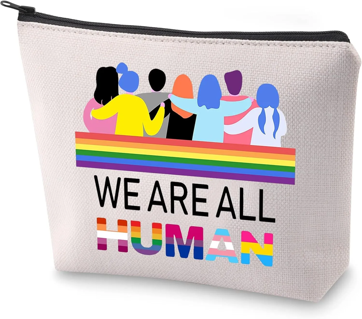 BLUPARK LGBTQ Gift Gay Pride Makeup Bag We Are All Human Equality Cosmetic Bag Human Rights Gift (We Are All Human)