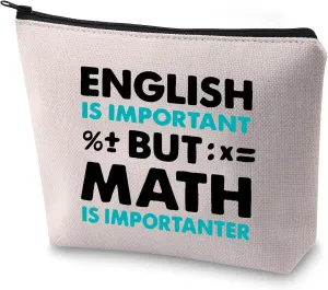 BLUPARK Math Teacher Makeup Bag Math Teacher Appreciation Gift Math is Importanter Cosmetic Bag for Mathematician (Math is Importanter)