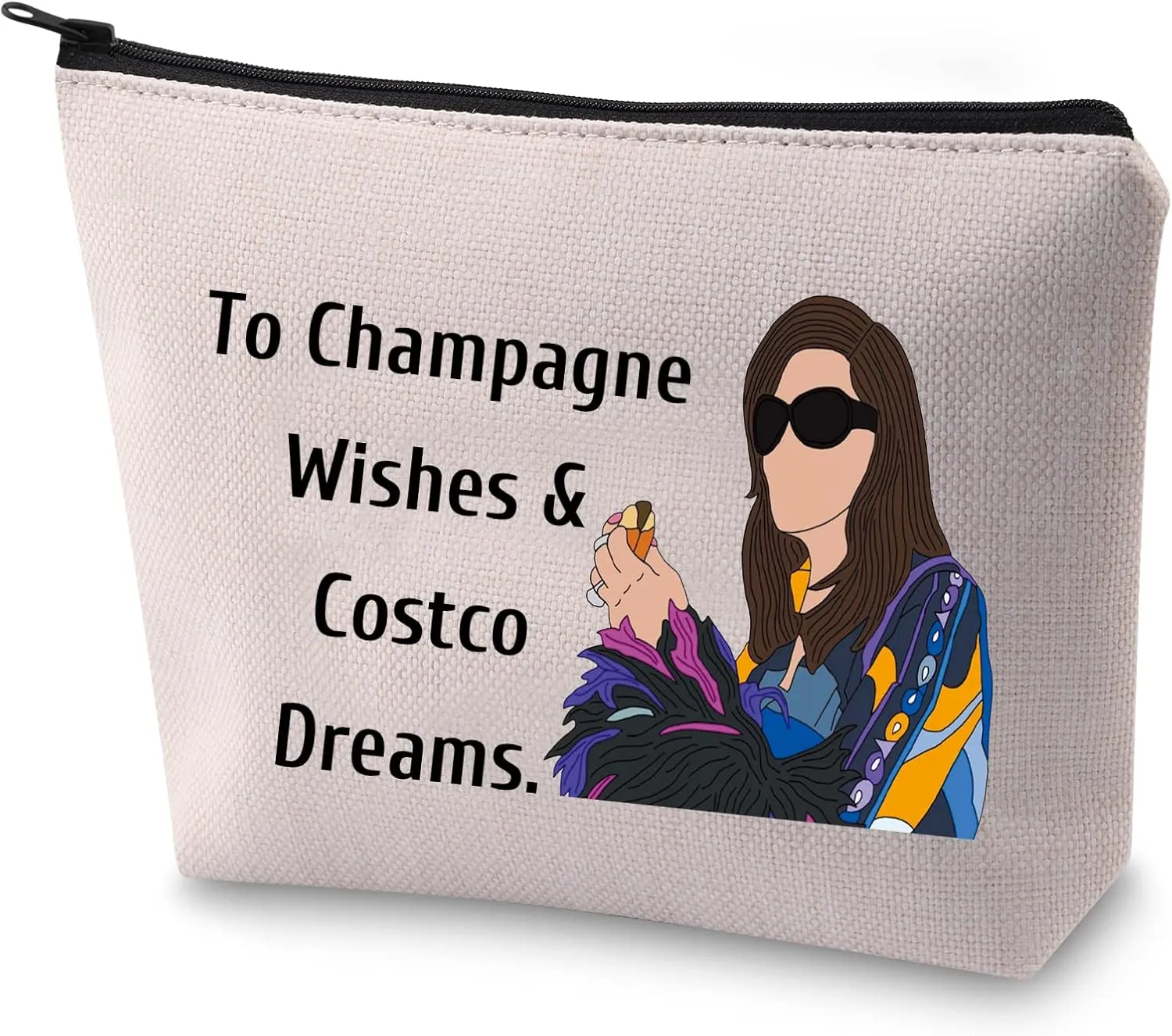 BLUPARK Real Housewife Makeup Bag Reality TV Gift To Champagne Wishes and Costco Dreams Cosmetic Bag for Fans(Champagne Wishes)