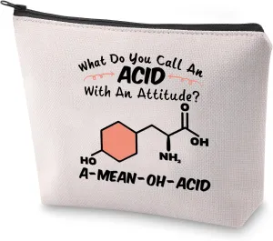 BLUPARK Science Students Teachers Cosmetic Bag Chemistry Lesson Gift A-Mean-Oh-Acid Makeup Bag Science Major Gift (ACID)
