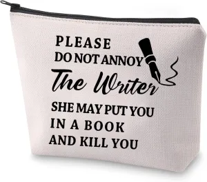 BLUPARK Writer Gift Author Gift Writer Cosmetic Bag Please Do Not Annoy The Writer Makeup Bag Writing Gift for Author (Do not annoy the Writer)