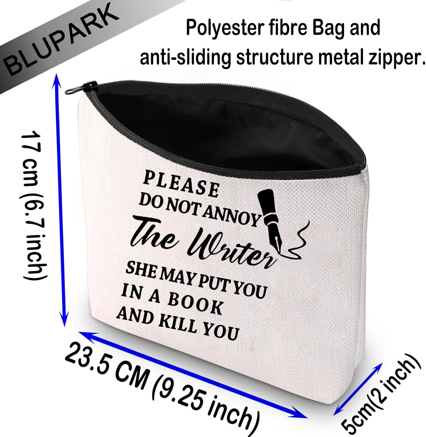 BLUPARK Writer Gift Author Gift Writer Cosmetic Bag Please Do Not Annoy The Writer Makeup Bag Writing Gift for Author (Do not annoy the Writer)