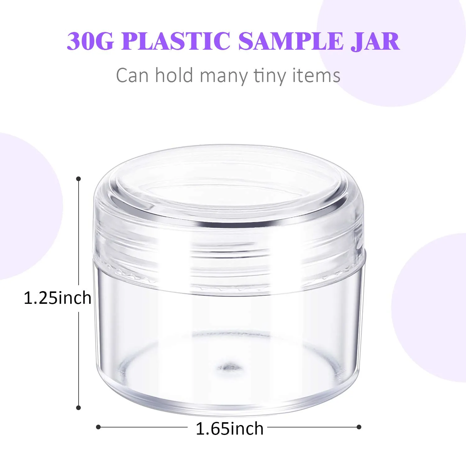 Boao 50 Pieces Empty Clear Plastic Pot Jars with Lids Round Sample Containers Mini Travel Jars for Storage of Ear Studs Ear Ring(30 ml/30g)