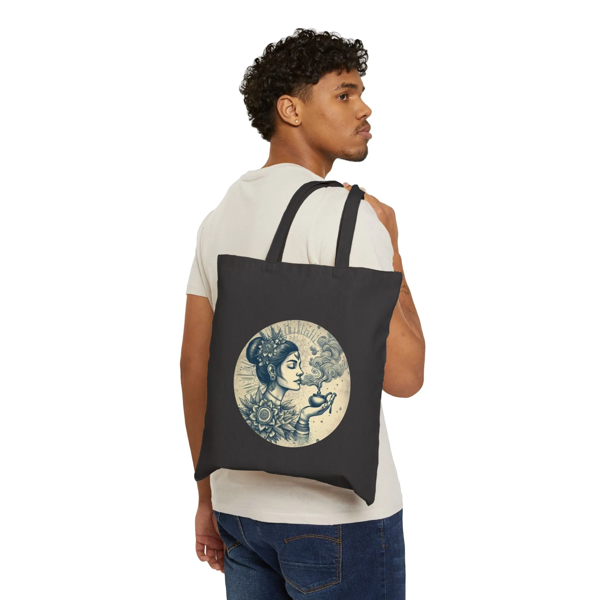 Bohemian Goddess Cotton Canvas Tote Bag - Eco-Friendly Shopping Bag