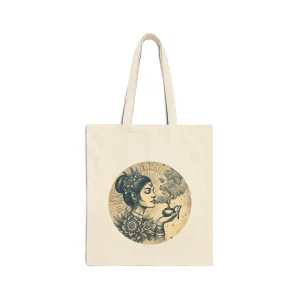 Bohemian Goddess Cotton Canvas Tote Bag - Eco-Friendly Shopping Bag