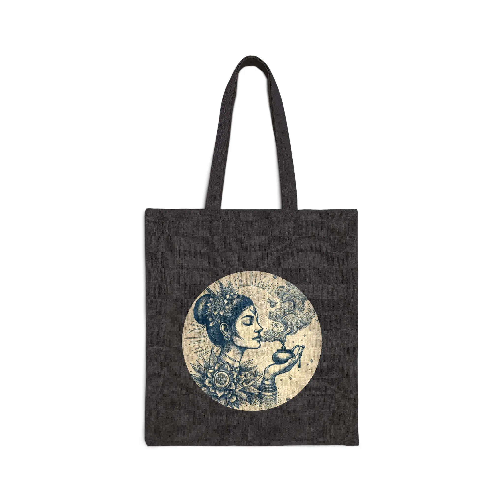 Bohemian Goddess Cotton Canvas Tote Bag - Eco-Friendly Shopping Bag