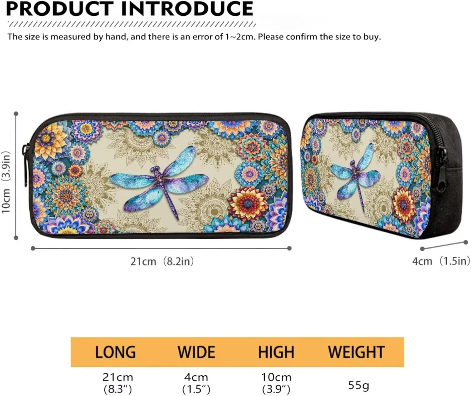 Boho Mandala Dragonfly Print Backpack for Girls Boys 3 In 1 School Bookbag Set with Lunch Bag and Pencil Case Large Capacity Schoolbags Casual Back Packs Satchel Teens Outdoor Rucksack