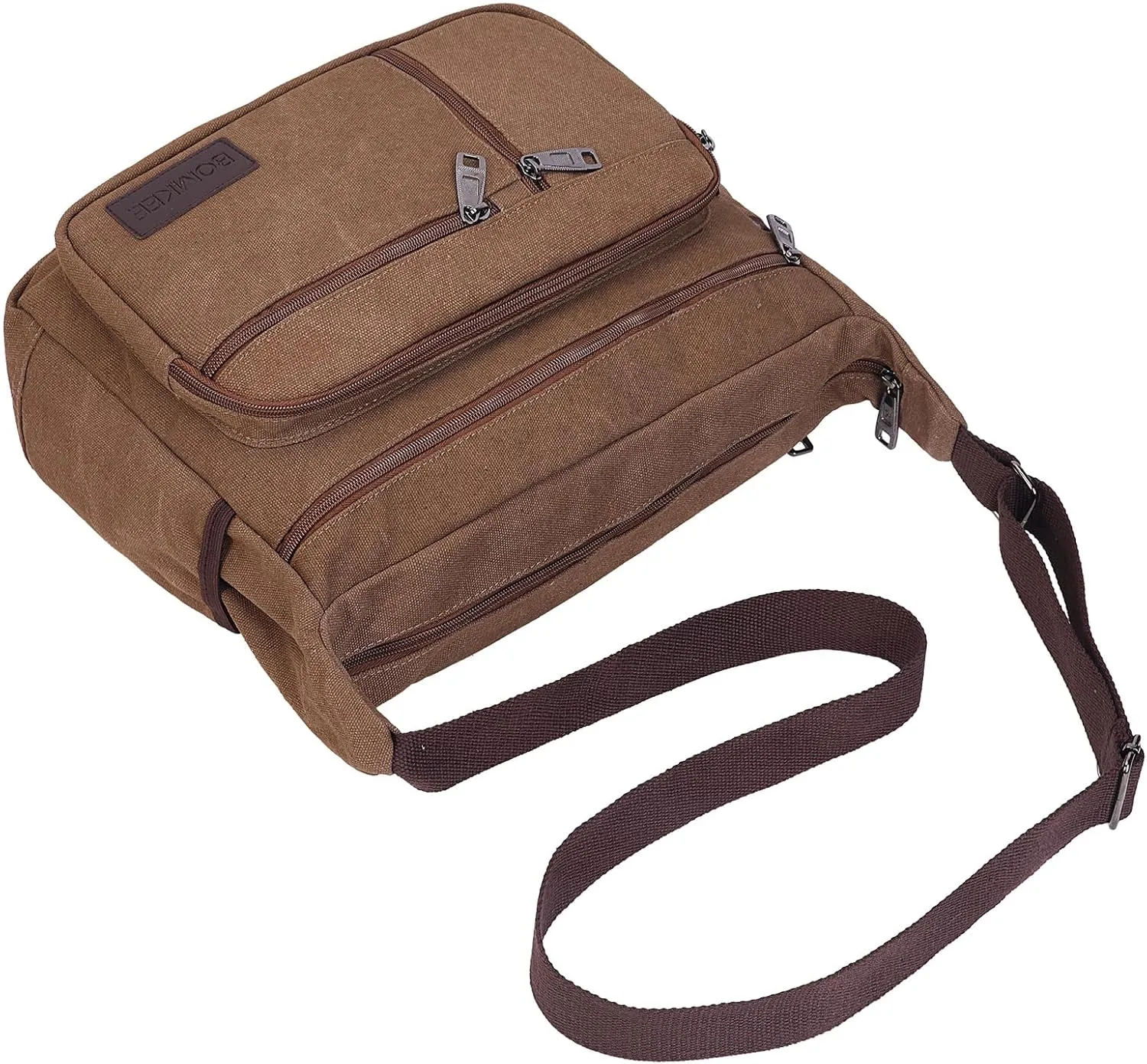 BOMKEE Canvas Messenger Bag, Satchel Bag Vintage Canvas Shoulder Bags Crossbody Laptop Side Bag for Work School Travel