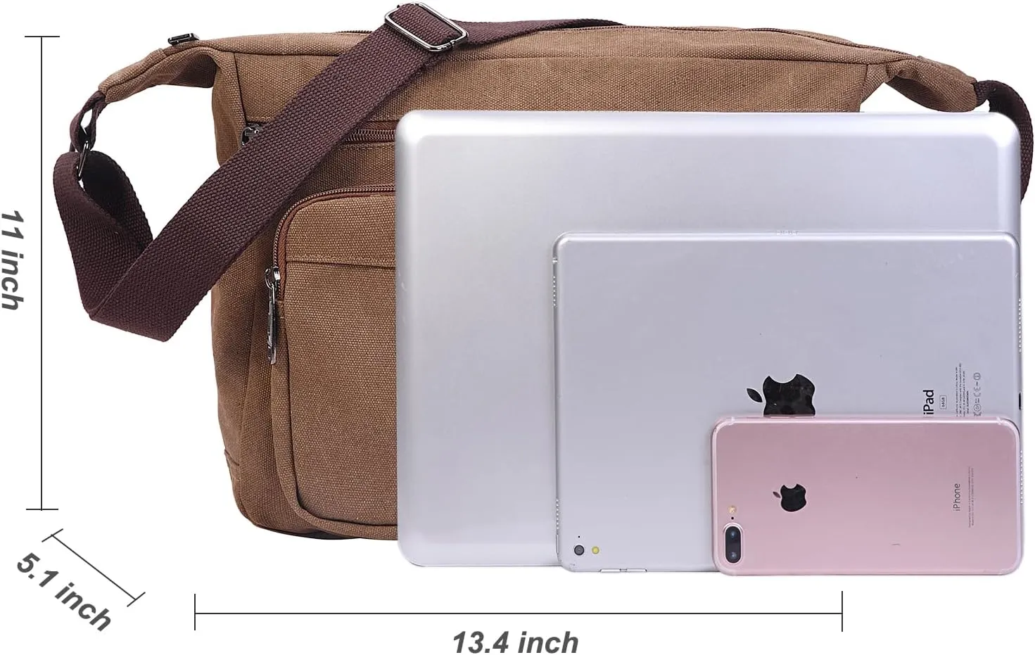 BOMKEE Canvas Messenger Bag, Satchel Bag Vintage Canvas Shoulder Bags Crossbody Laptop Side Bag for Work School Travel