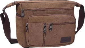 BOMKEE Canvas Messenger Bag, Satchel Bag Vintage Canvas Shoulder Bags Crossbody Laptop Side Bag for Work School Travel