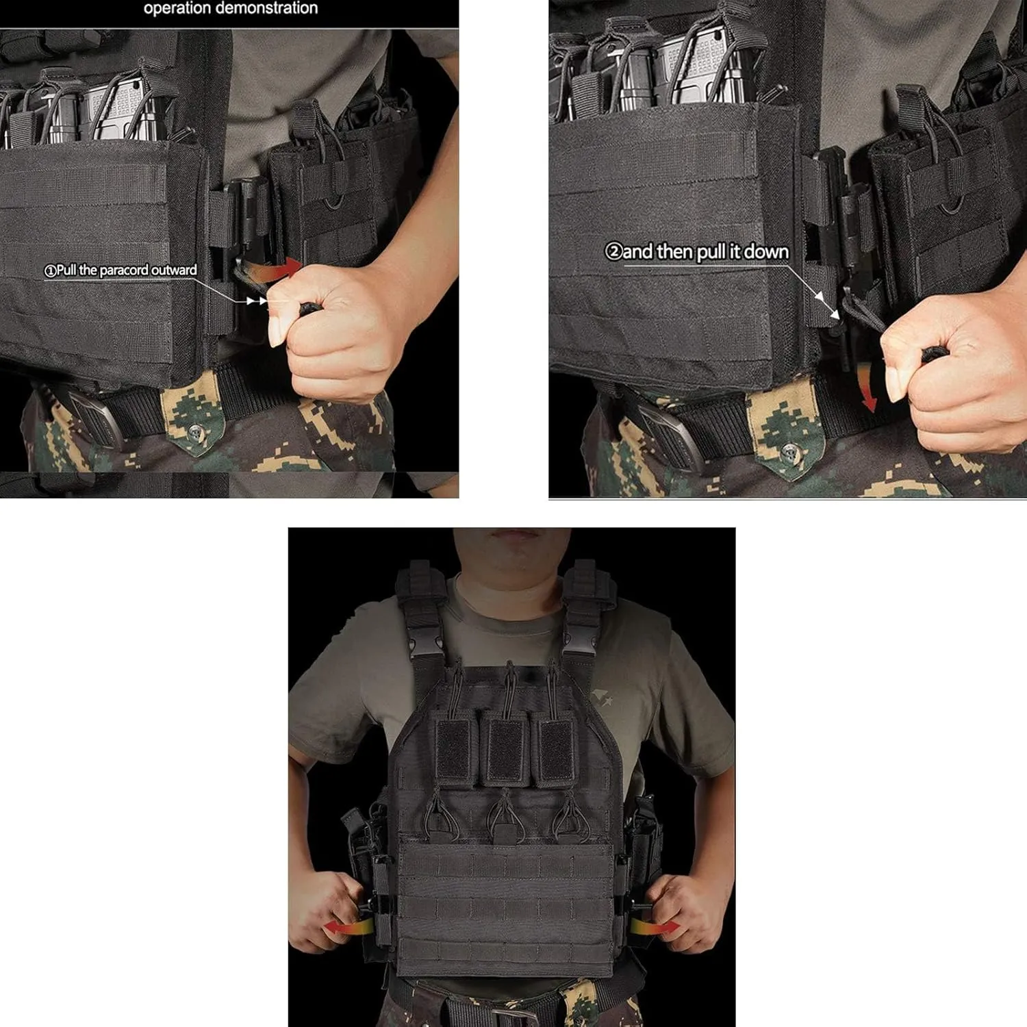 BOMTURN 1000D Tactical Vest for Men Quick Release Modular Vest Adjustable Vest Outdoor