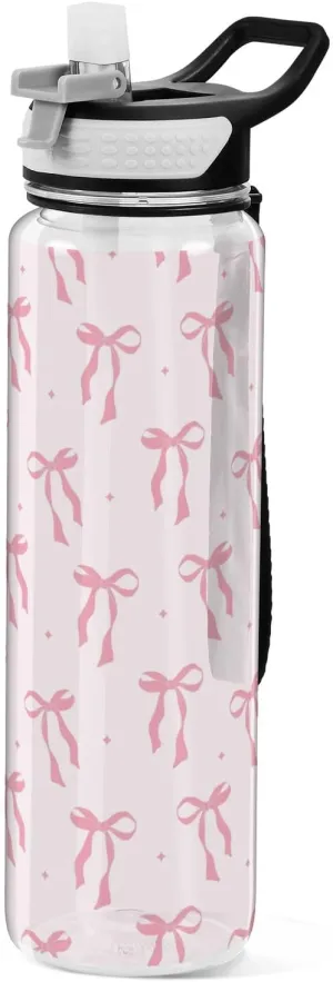 Bow 32 oz Water Bottle - Clear Tritan, BPA-Free, LeakProof with Carry Strap for Sports, Gym & Outdoor Activities