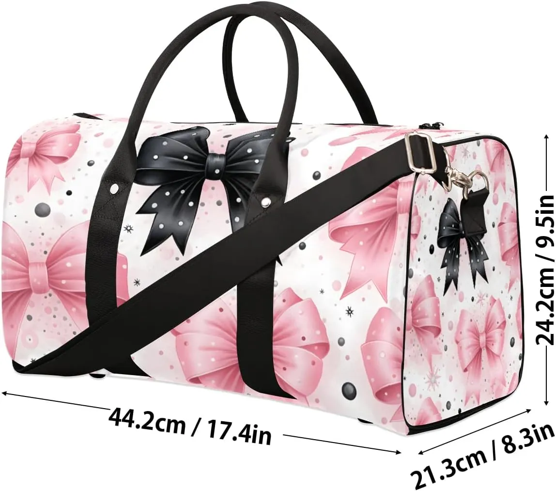 Bow Tie Pattern Travel Duffel Bag for Women Men Waterproof Foldable Overnight Weekender Bag Large Capacity Sports Gym Bag