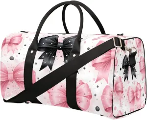 Bow Tie Pattern Travel Duffel Bag for Women Men Waterproof Foldable Overnight Weekender Bag Large Capacity Sports Gym Bag