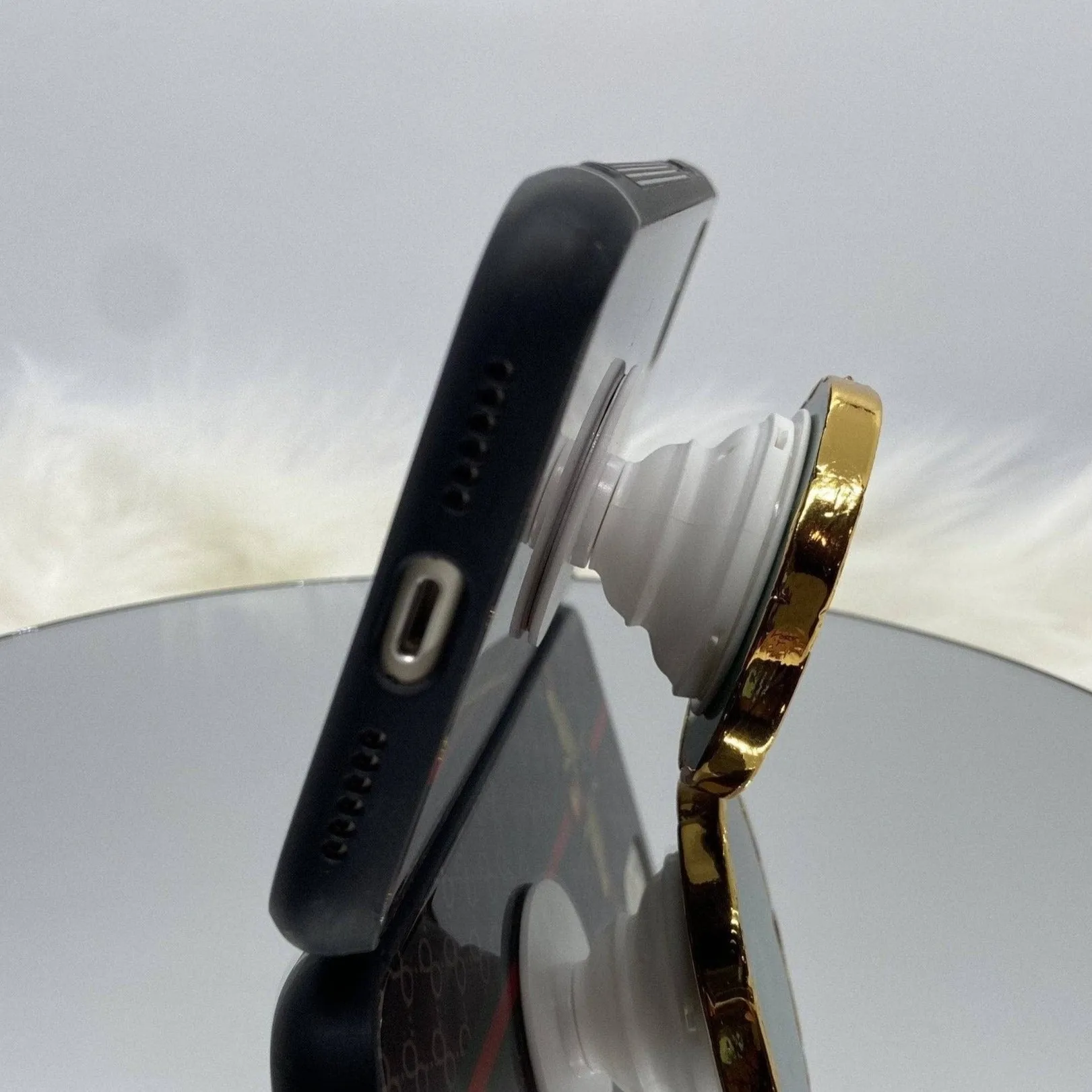 Brecciated Jasper Natural Stone Phone Holder- Black Diamonds New York