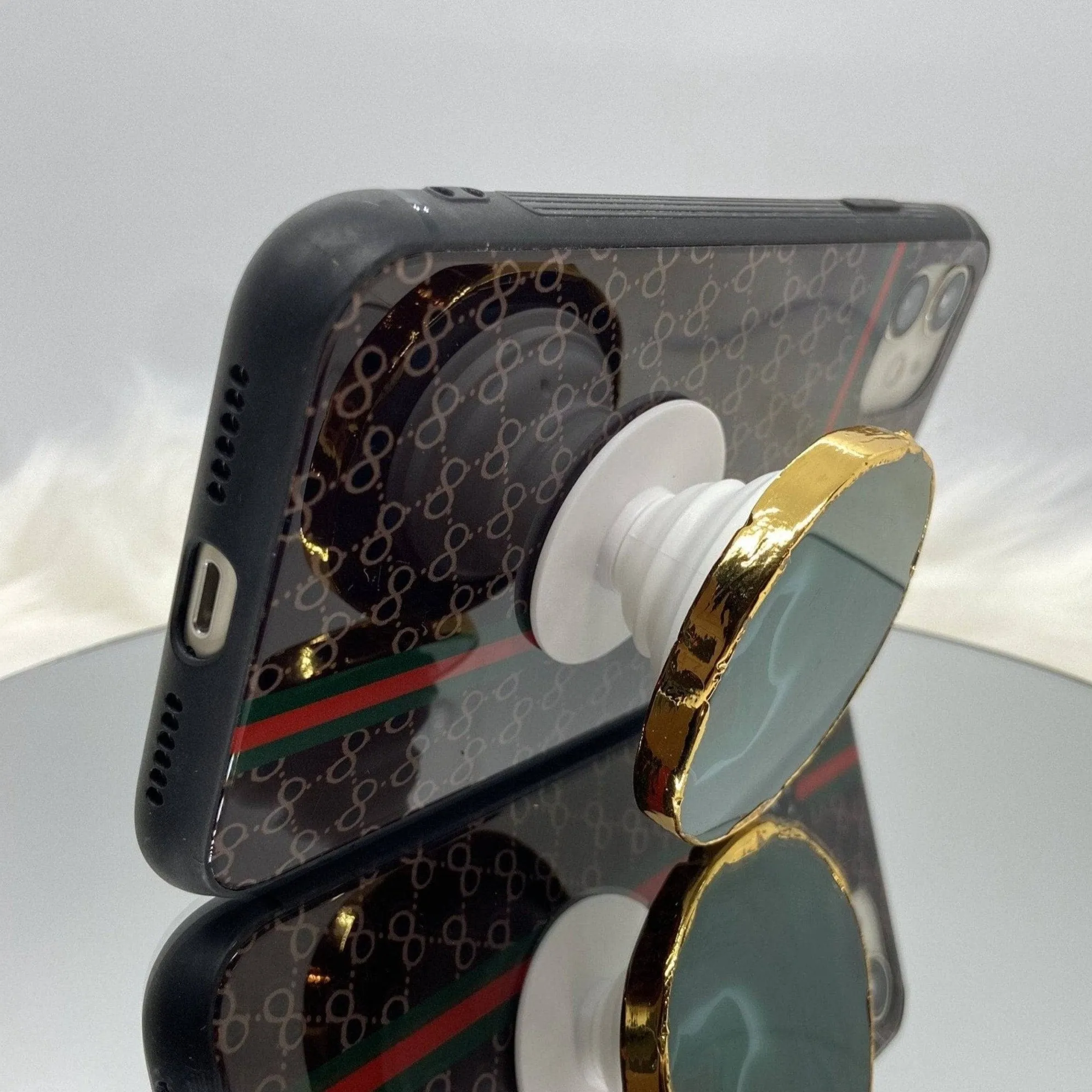 Brecciated Jasper Natural Stone Phone Holder- Black Diamonds New York